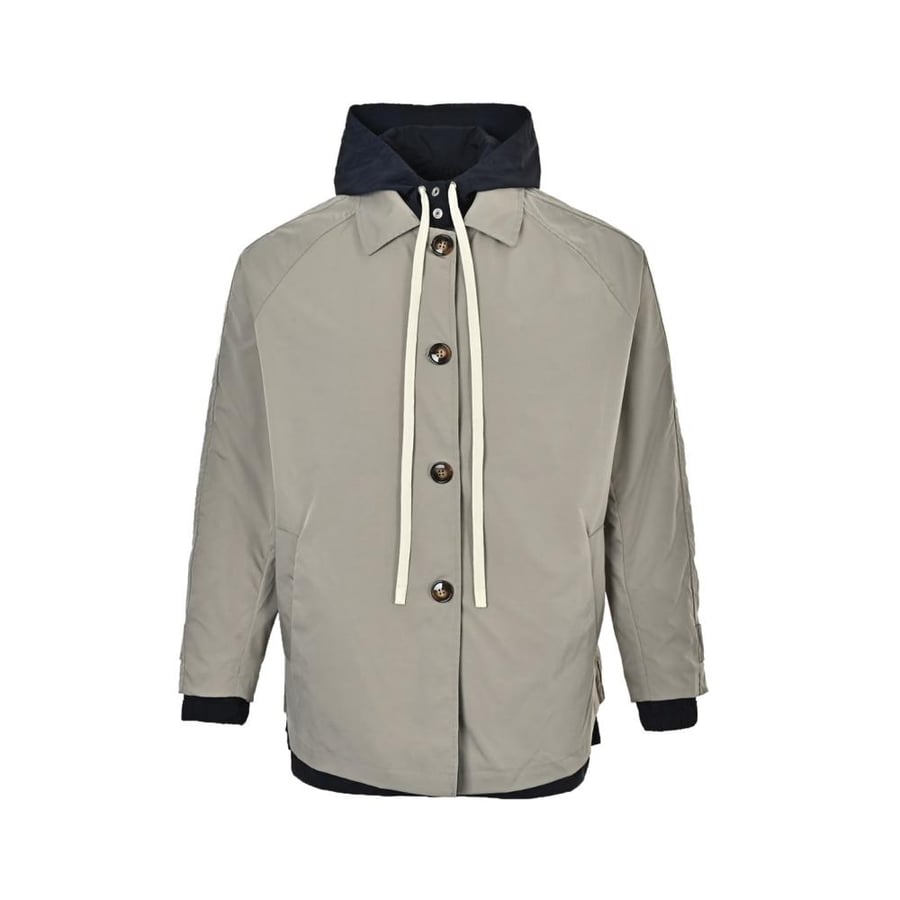 Miu Miu Panama Cotton and Technical Pongé Blouson Jacket Clay / Navy