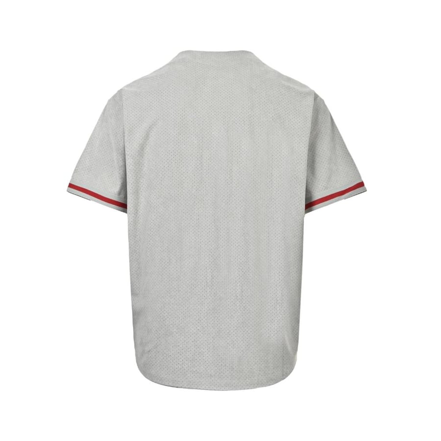 Supreme Ultrasuede Mesh Baseball Jersey Off-White Red SS24