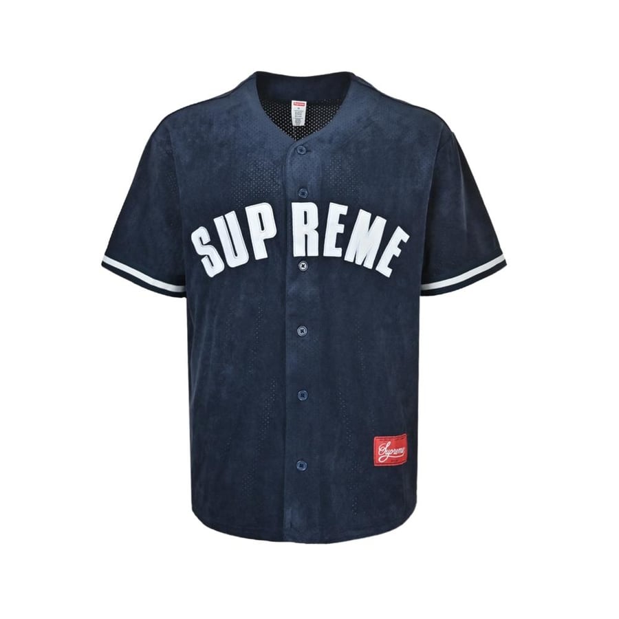 Supreme Ultrasuede Mesh Baseball Jersey Navy SS24