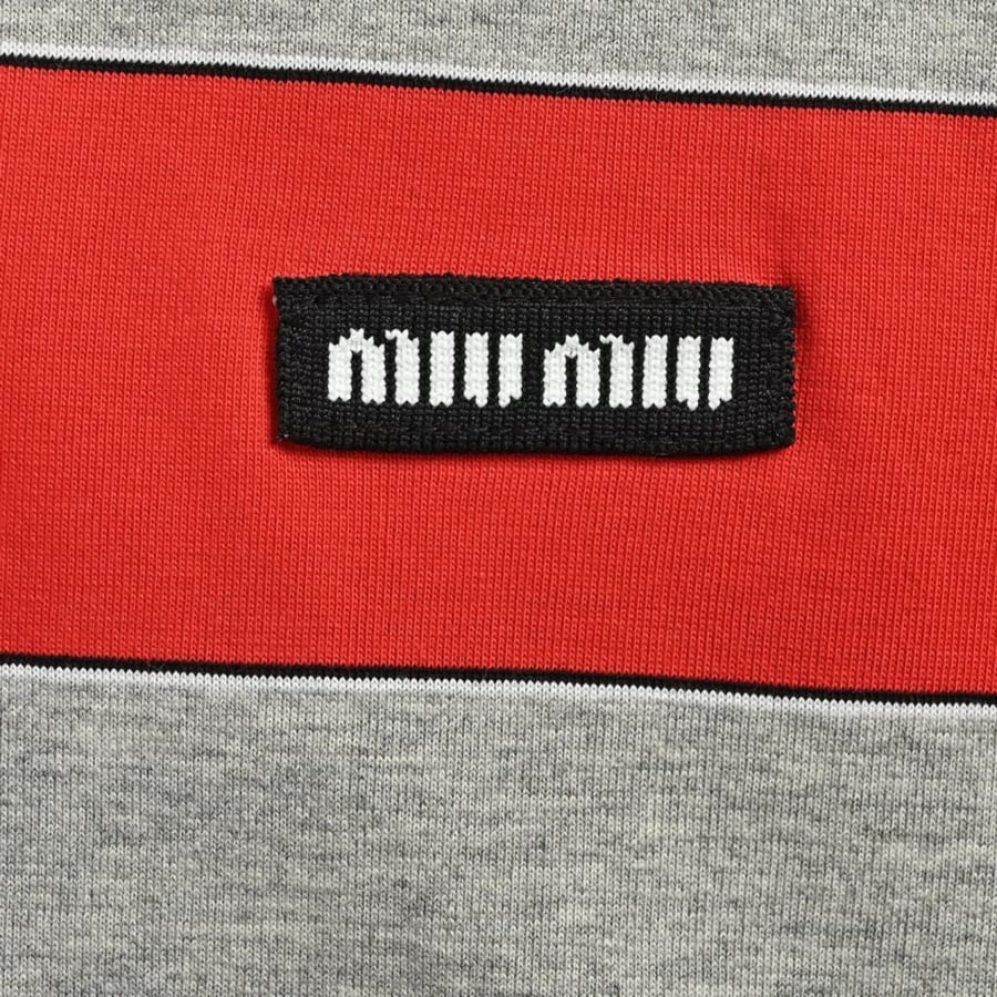 Miu Miu Striped Jersey Polo Shirt Blue / Grey