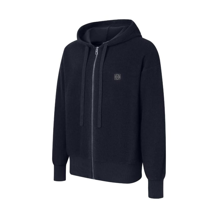 Loewe Anagram Zip-Up Hoodie Navy Blue