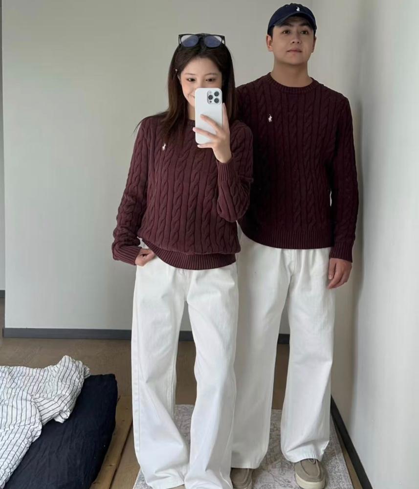 Polo Ralph Lauren Cable-Knit Wool Cashmere Sweater Burgundy