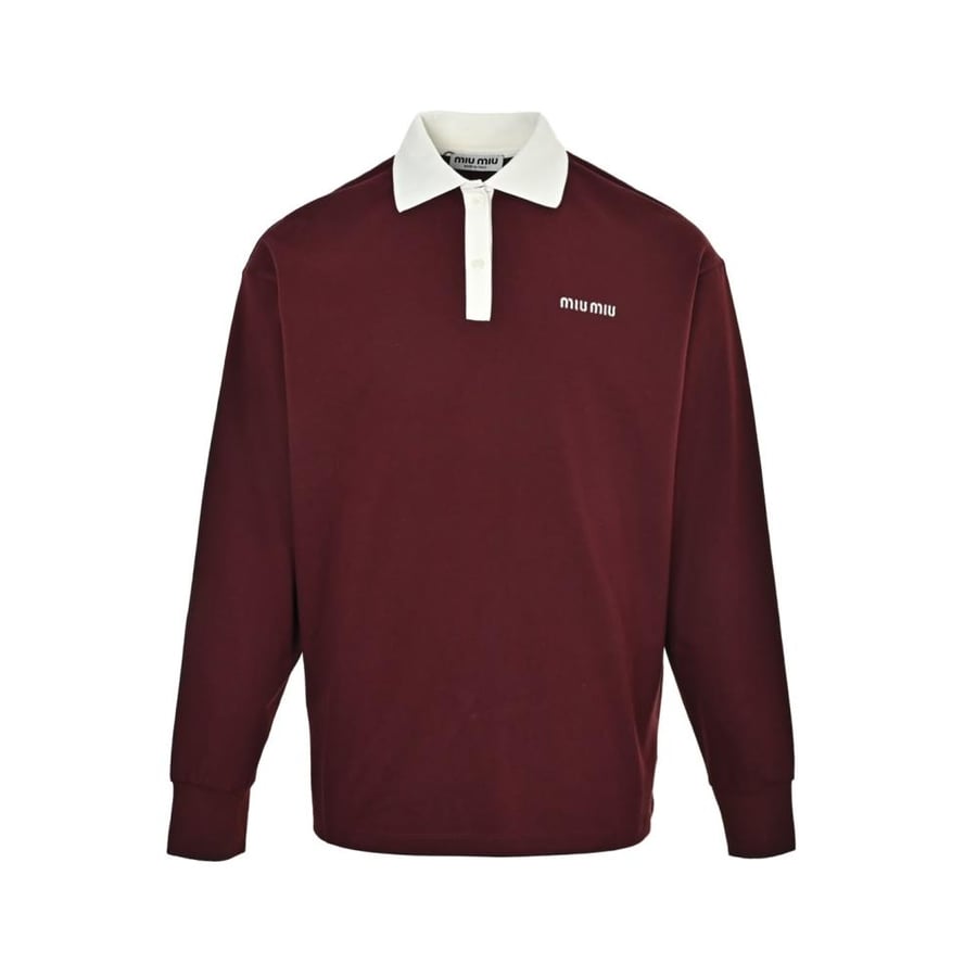 Miu Miu Cotton Piqué Polo Shirt Burgundy