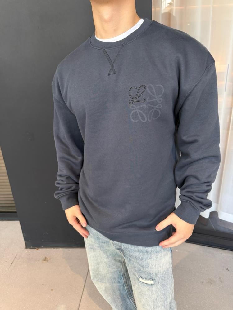 Loewe Anagram Cotton Sweatshirt Iron Grey