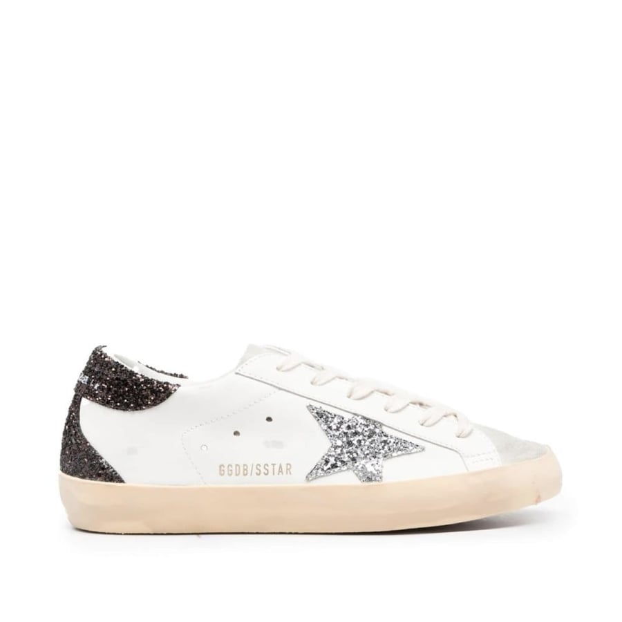 Golden Goose Super-star Leather Upper Suede Toe Glitter Star Heel And Spur