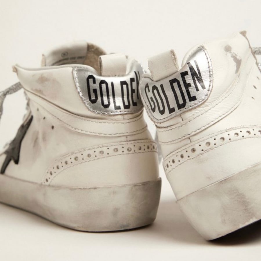 Golden Goose Mid-Star sneakers with laminated heel tab and glittery laces