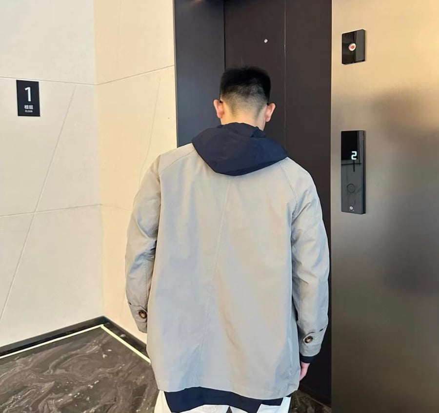 Miu Miu Panama Cotton and Technical Pongé Blouson Jacket Clay / Navy