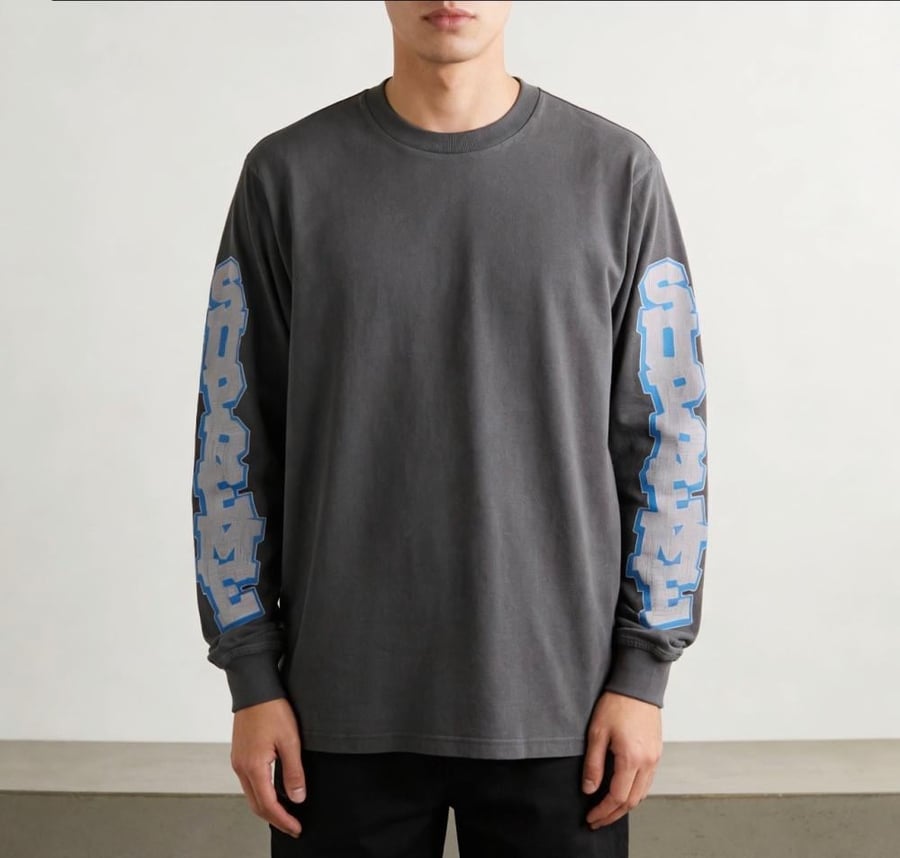 Supreme Cracked Sleeve L/S Top Washed Black SS26