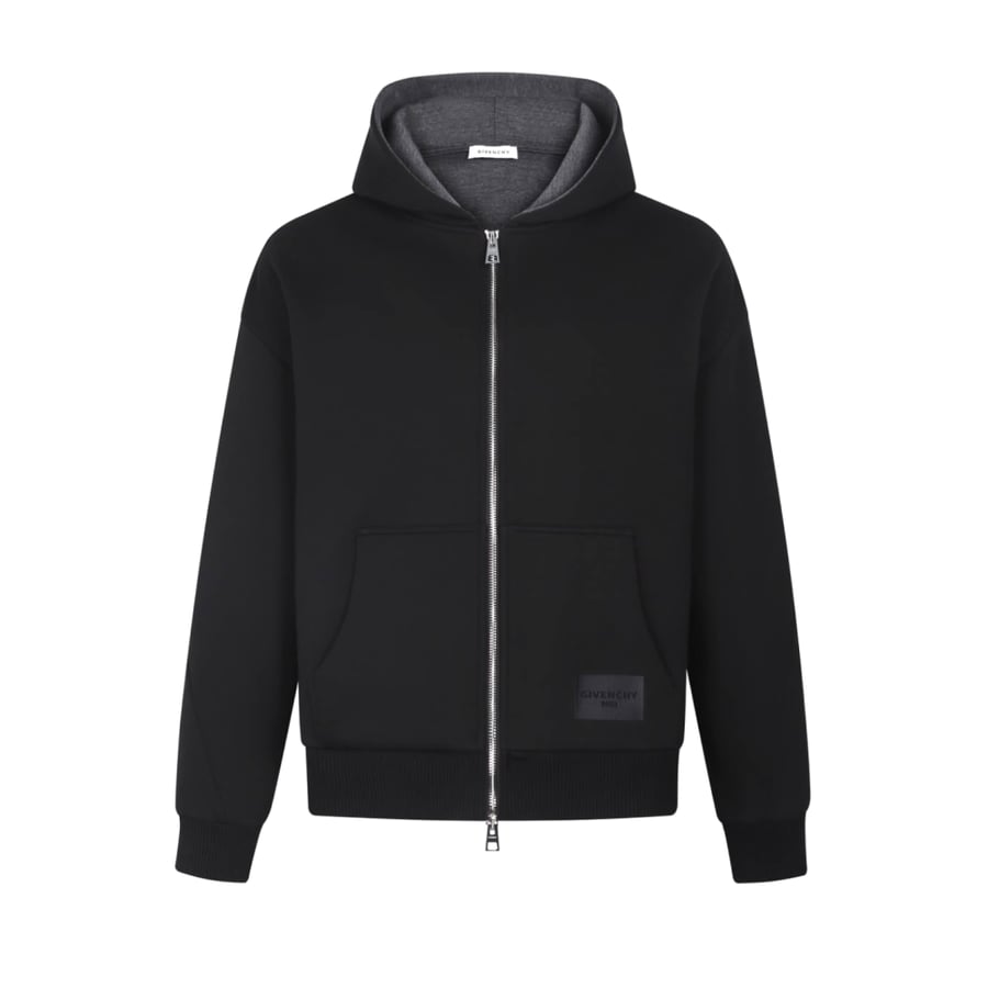 Givenchy Zip-Up Logo-Patch Hoodie Black