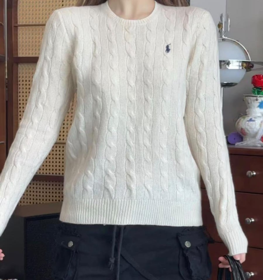 Polo Ralph Lauren Cable-Knit Wool Cashmere Sweater White