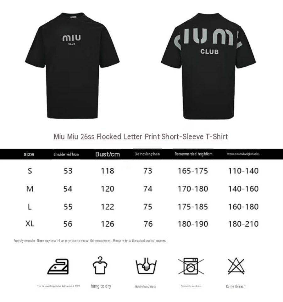 Miu Miu Club Cotton T-Shirt Black