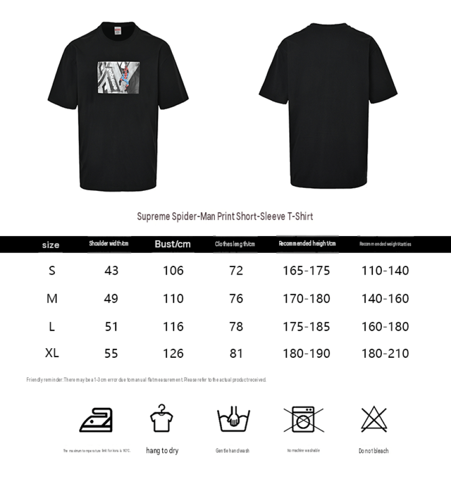 Supreme Spider-Man Tee Black SS26