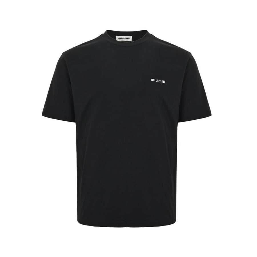 Miu Miu Ribbed Jersey T-Shirt Black