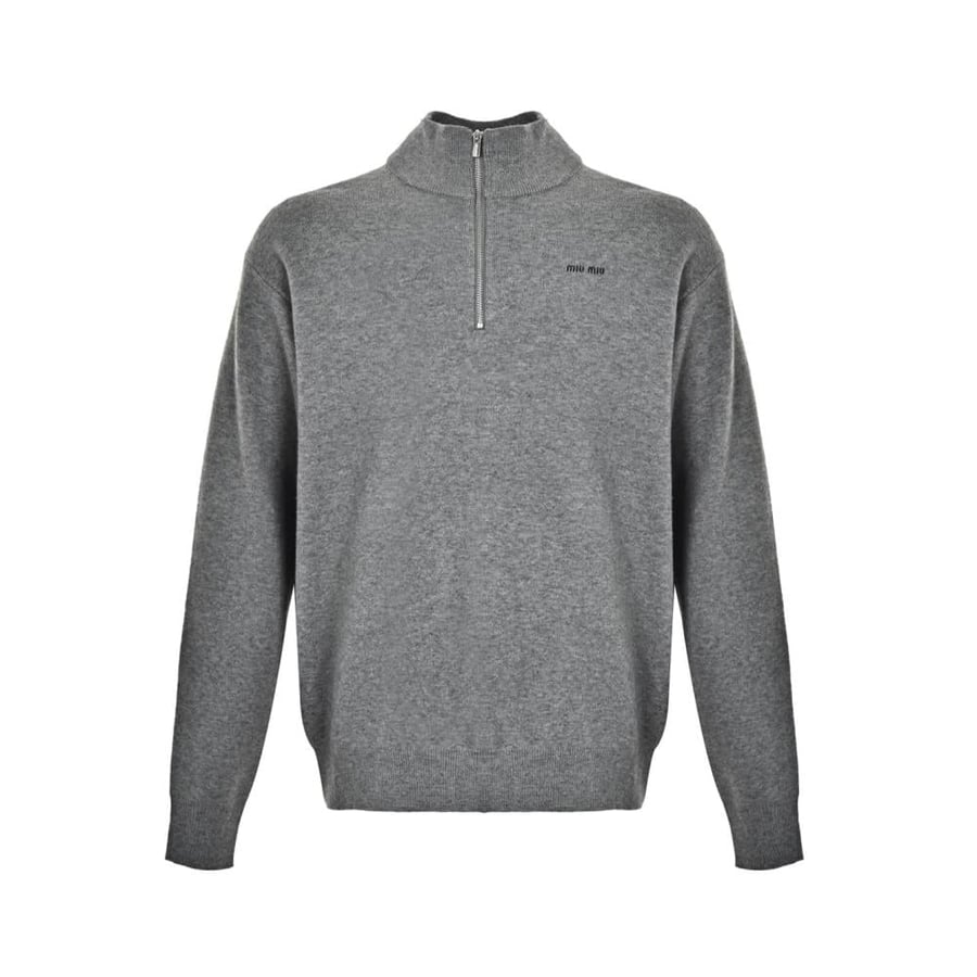 Miu Miu Long-Sleeved Cotton Jersey T-Shirt Grey