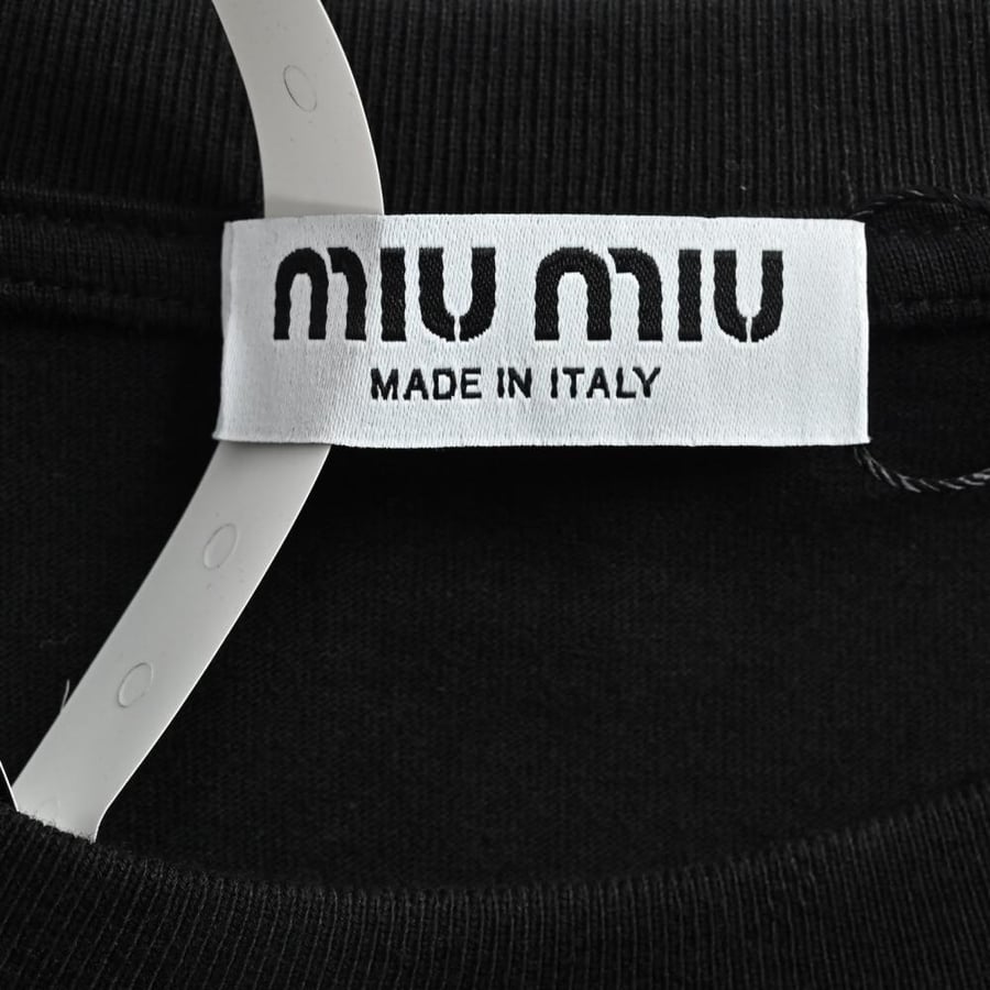 Miu Miu Open-Thread Embroidered Pocket Logo T-Shirt