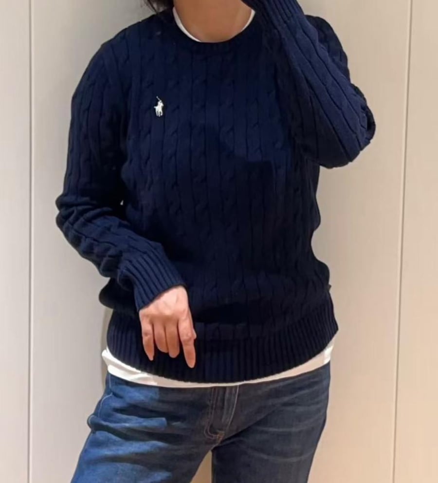 Polo Ralph Lauren Cable-Knit Wool Cashmere Sweater Navy Blue