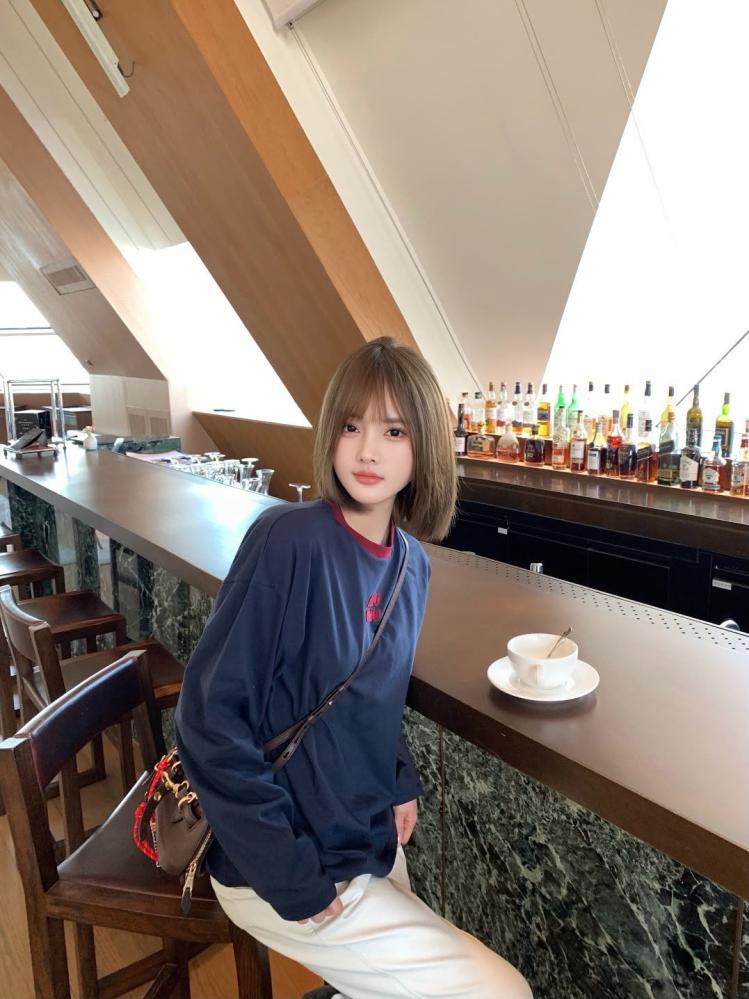 Miu Miu Long-Sleeved Cotton Jersey T-Shirt Blue