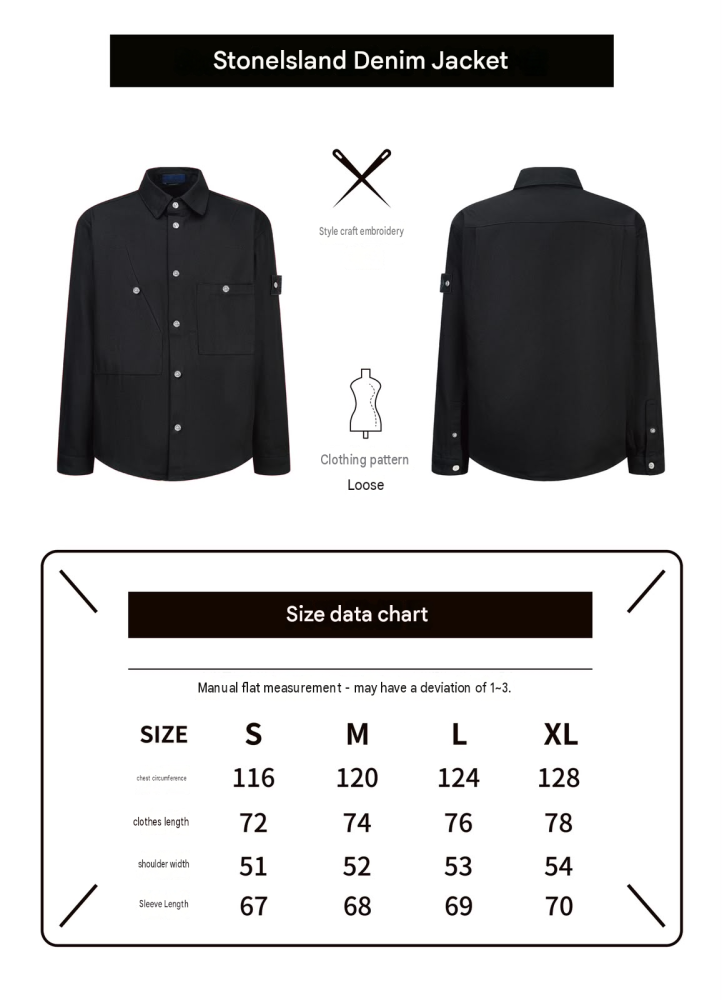Stone Island Cotton Denim Overshirt Black