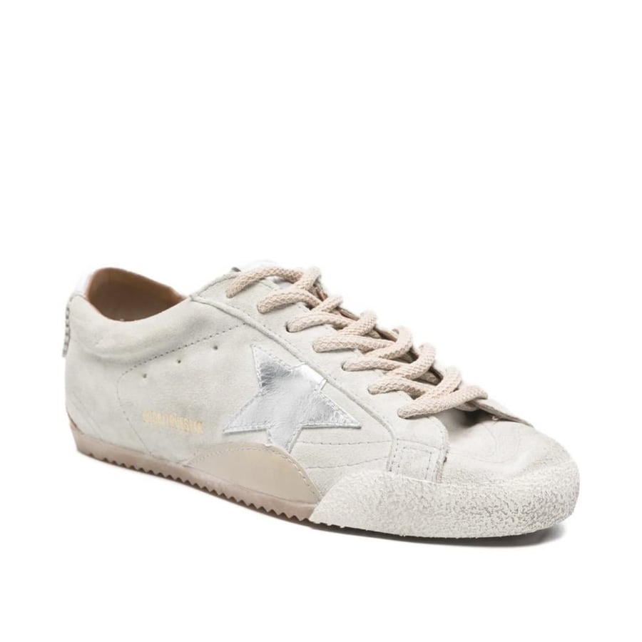 True-Star in light gray suede with metallic silver star and heel tab