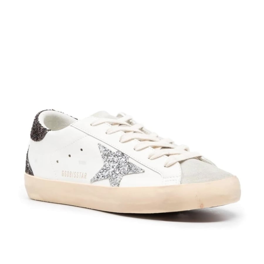 Golden Goose Super-star Leather Upper Suede Toe Glitter Star Heel And Spur