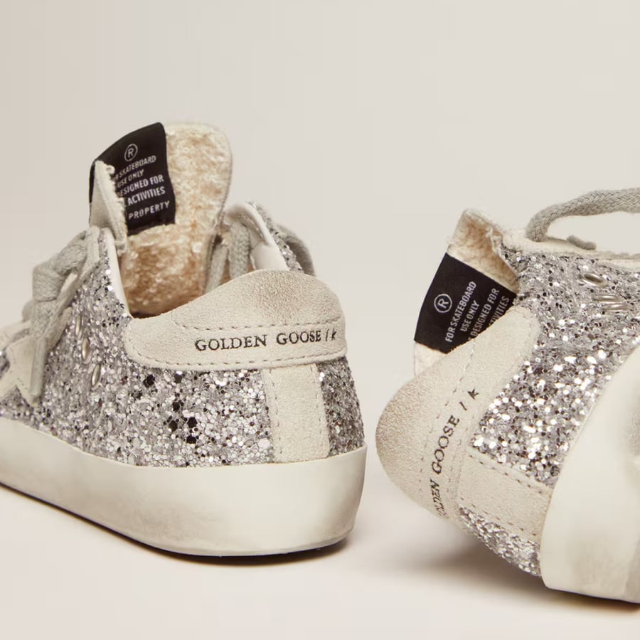 Golden Goose Super-Star Young Silver Glitter