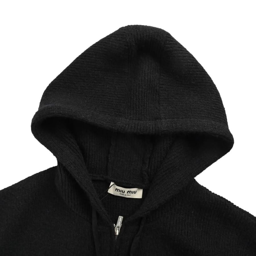 Miu Miu Solid Zip-Up Hoodie Jacket Black