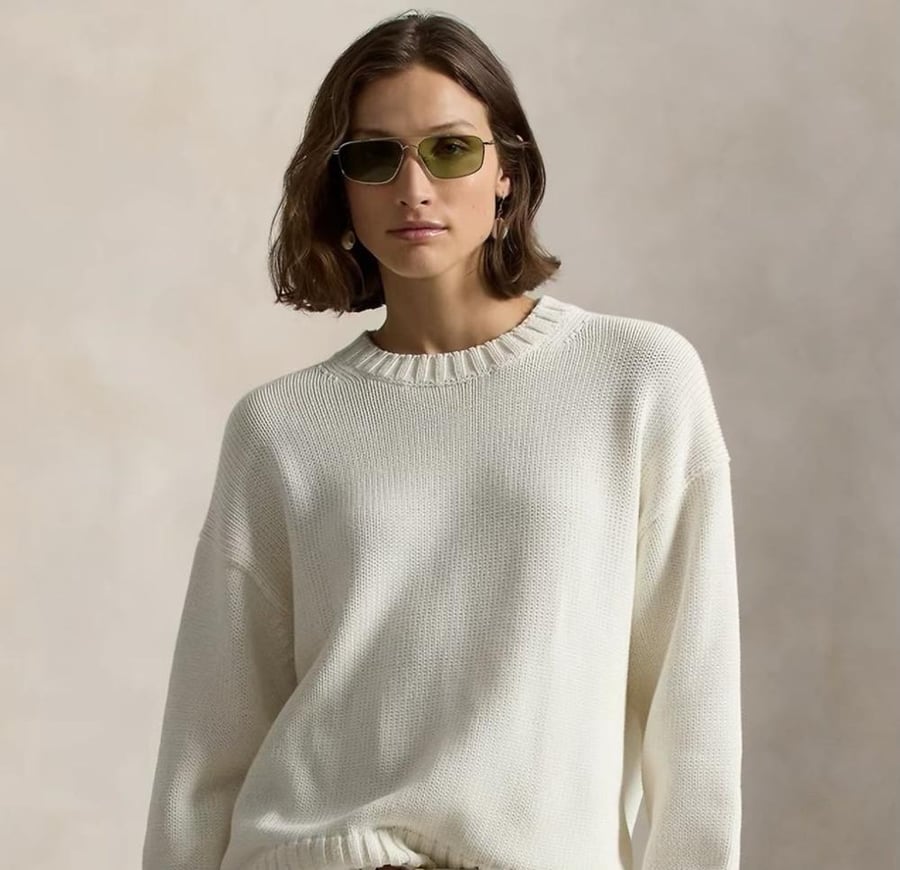 Polo Ralph Lauren Textured Knit Mock-Neck Sweater Cream White