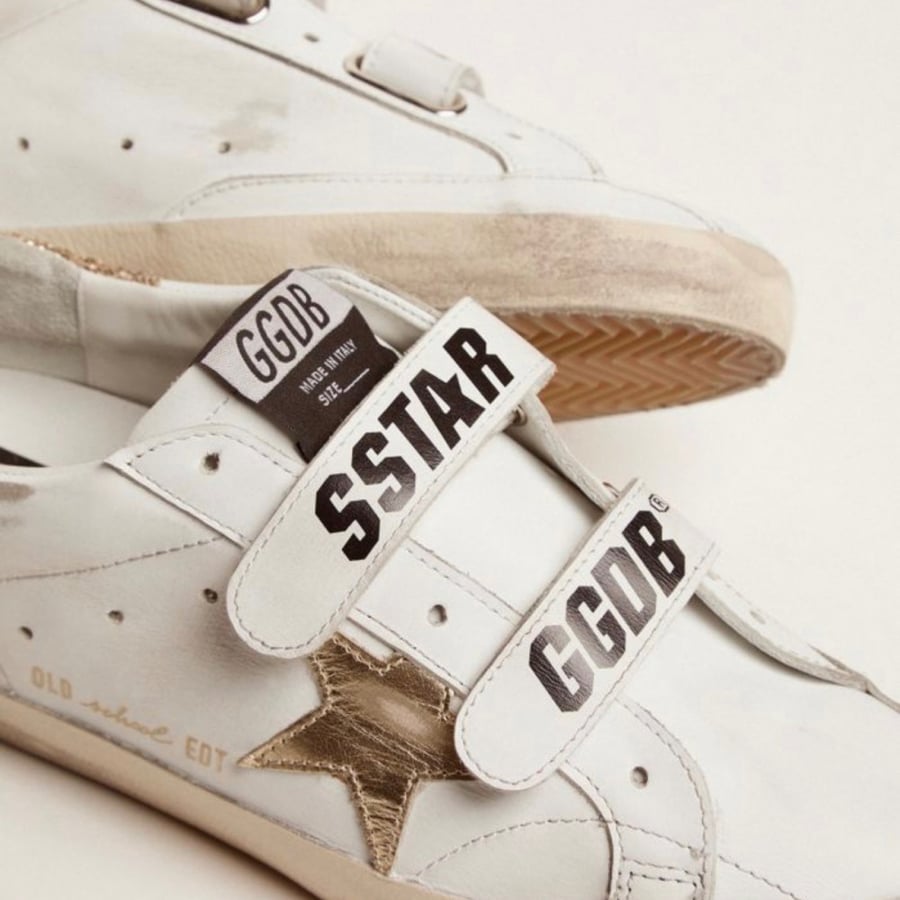Old School sneakers with gold laminated leather star and gold glitter heel tab