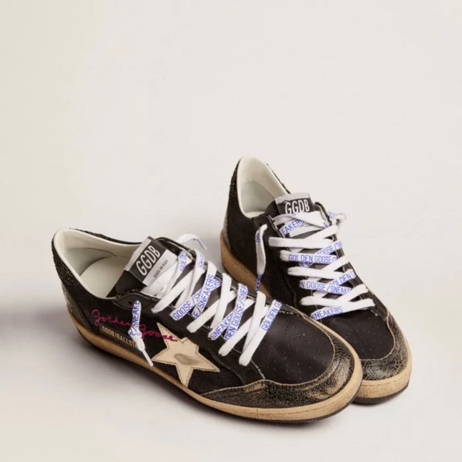 Black canvas Ball Star sneakers with platinum-colored star