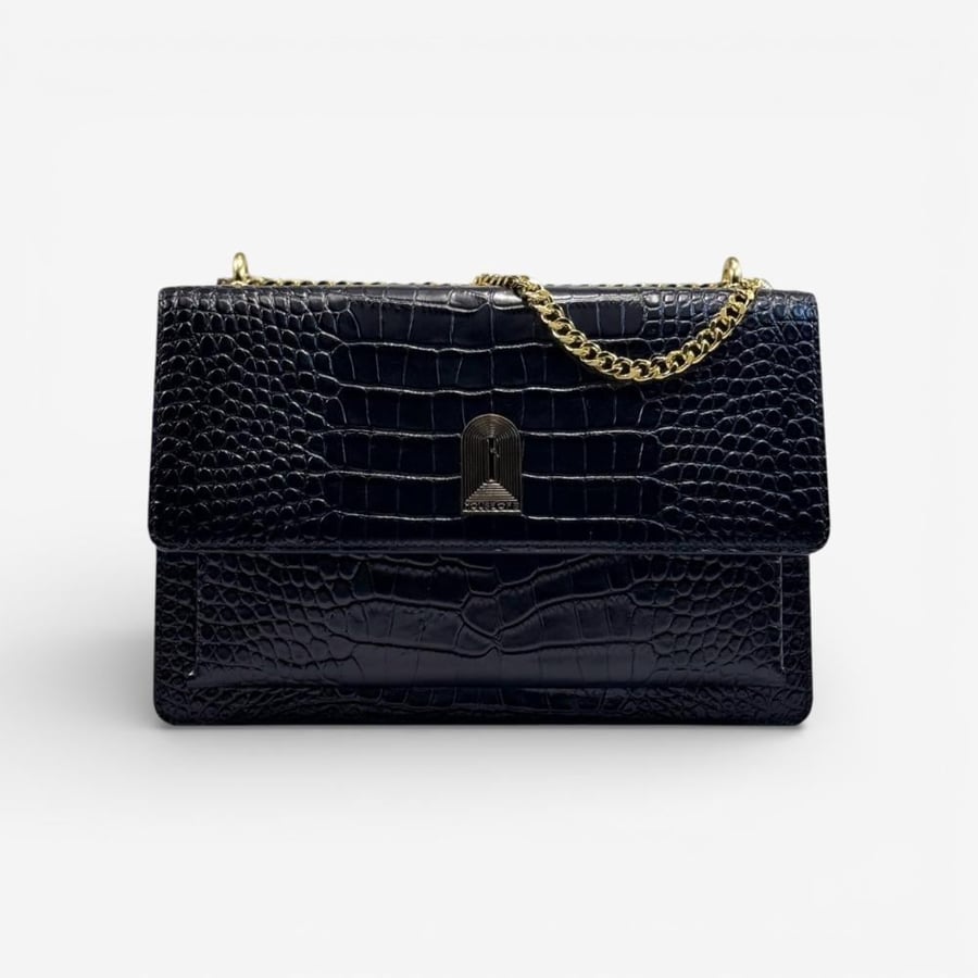 ORLA OBSIDIAN IN CROCODILE-EMBOSSED LEATHER