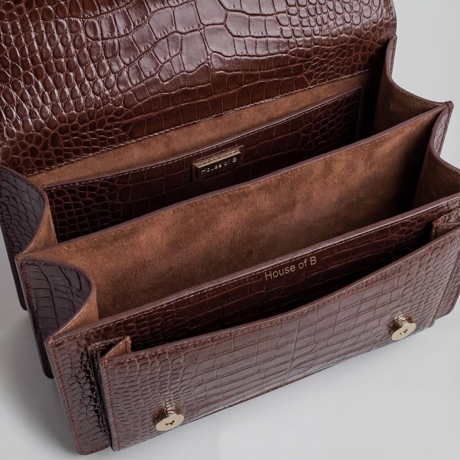ORLA ESPRESSO IN CROCODILE-EMBOSSED LEATHER