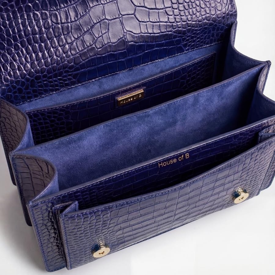 ORLA MIDNIGHT IN CROCODILE-EMBOSSED LEATHER