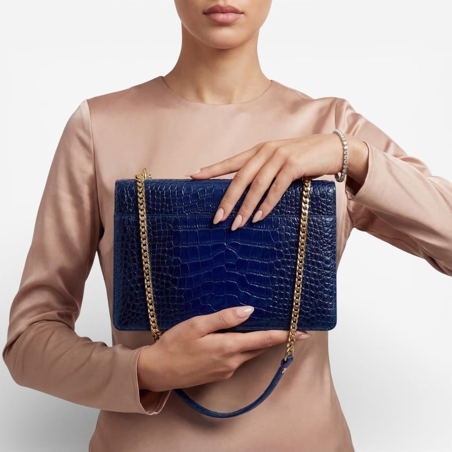 ORLA MIDNIGHT IN CROCODILE-EMBOSSED LEATHER
