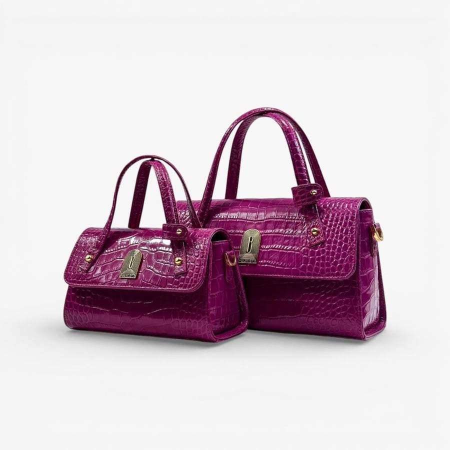 XAVIA 25 MULBERRY IN CROCODILE-EMBOSSED LEATHER