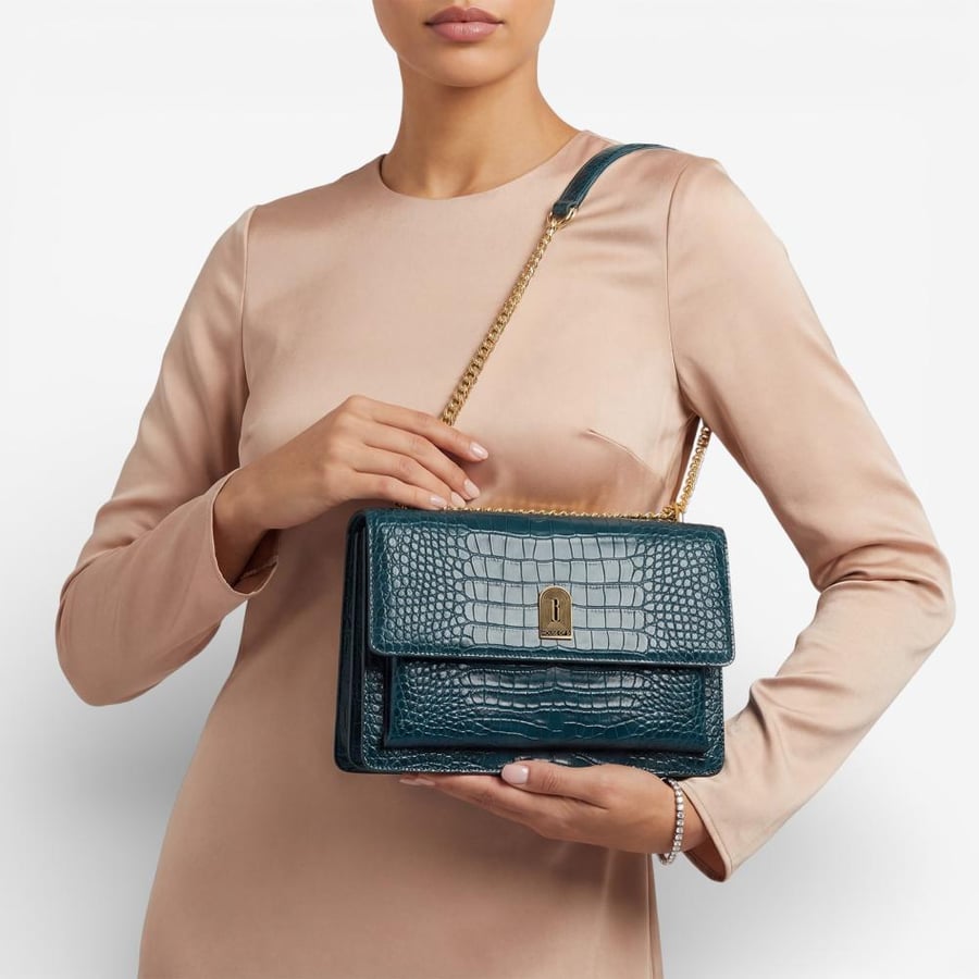 ORLA MARINE IN CROCODILE-EMBOSSED LEATHER