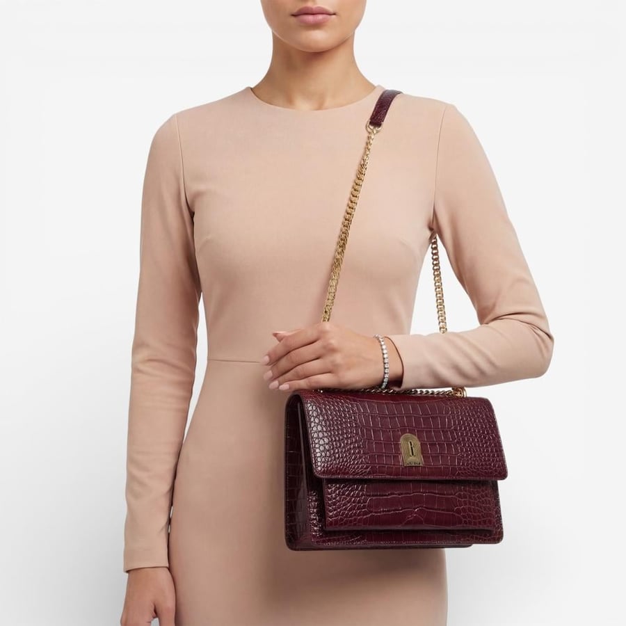 ORLA RUBY IN CROCODILE-EMBOSSED LEATHER