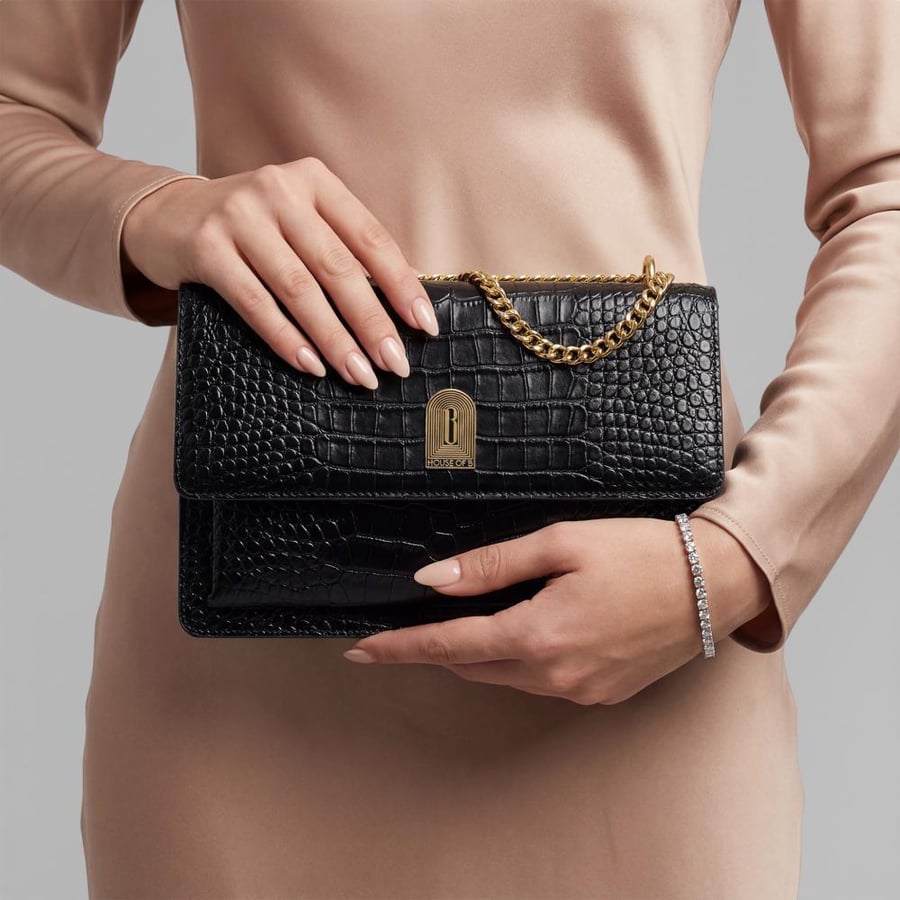 ORLA OBSIDIAN IN CROCODILE-EMBOSSED LEATHER