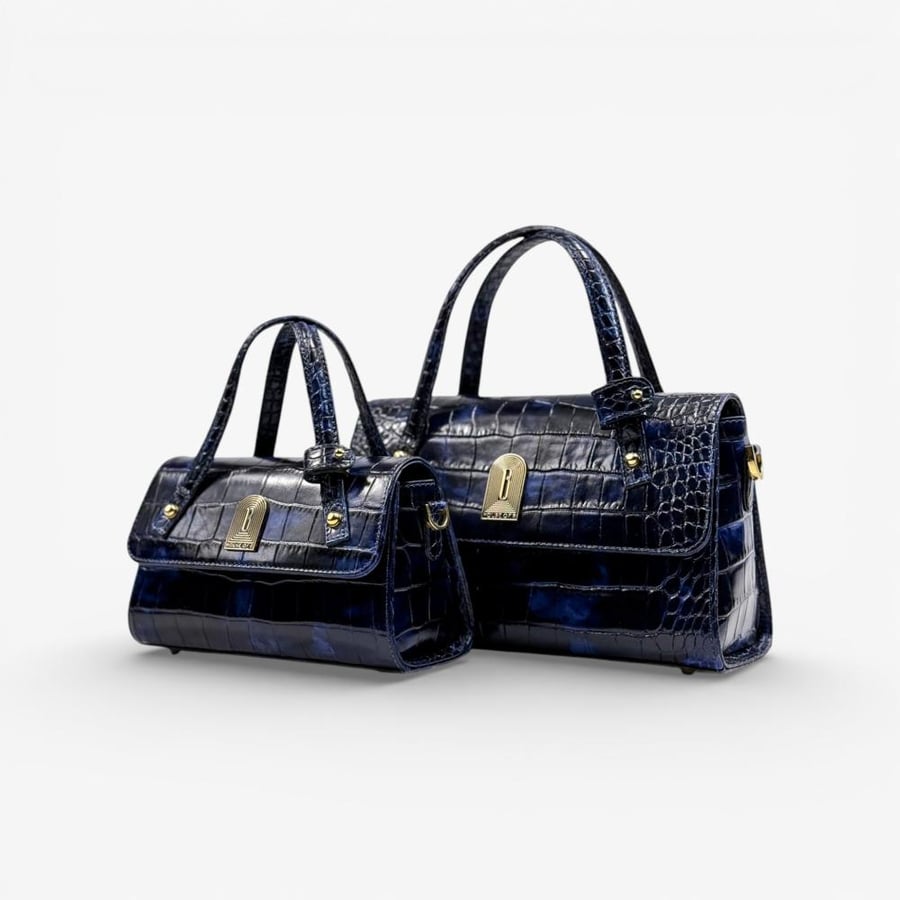 XAVIA 25 MIDNIGHT IN CROCODILE-EMBOSSED LEATHER