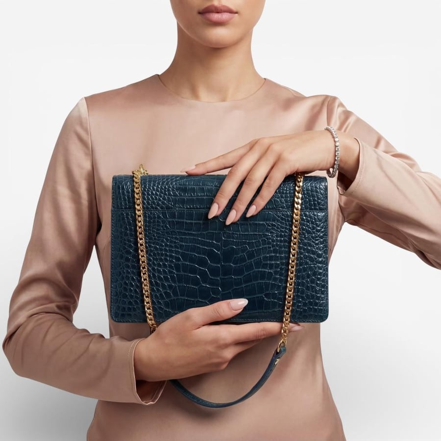 ORLA MARINE IN CROCODILE-EMBOSSED LEATHER