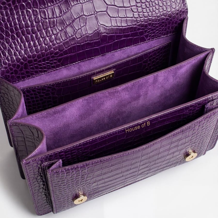 ORLA GRAPE IN CROCODILE-EMBOSSED LEATHER