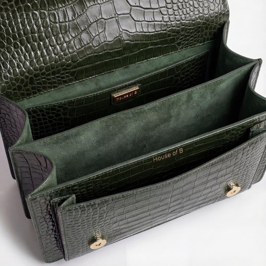 ORLA EMERALD IN CROCODILE-EMBOSSED LEATHER