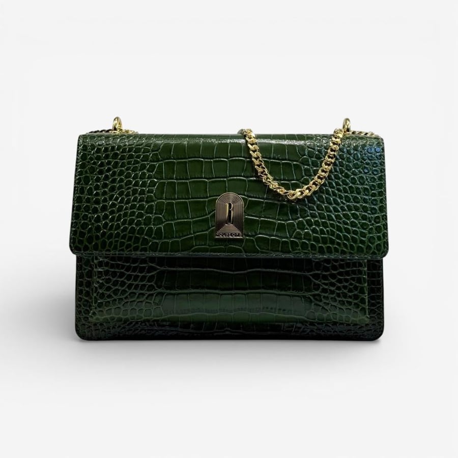 ORLA EMERALD IN CROCODILE-EMBOSSED LEATHER