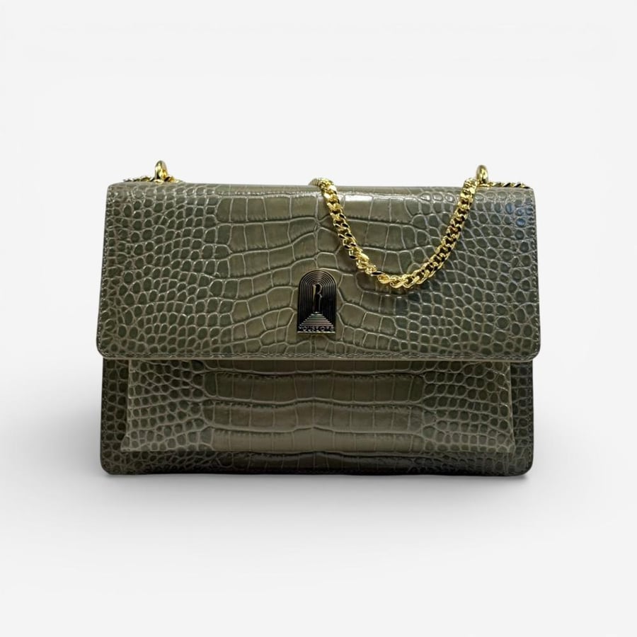 ORLA OLIVE IN CROCODILE-EMBOSSED LEATHER