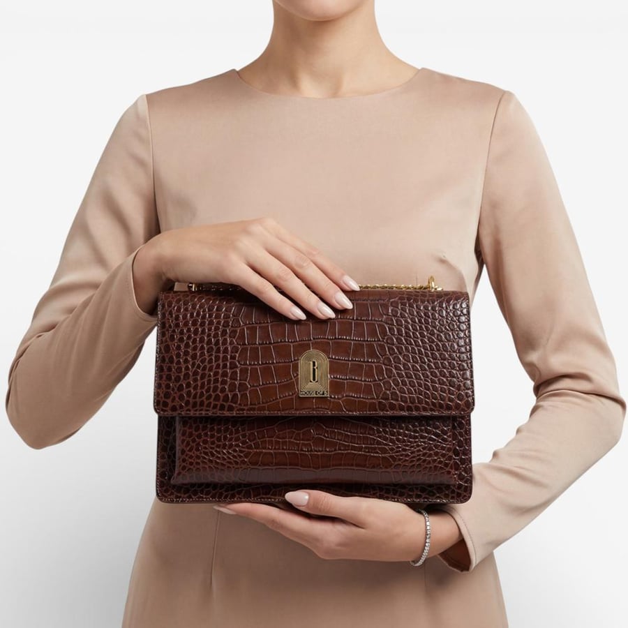 ORLA ESPRESSO IN CROCODILE-EMBOSSED LEATHER