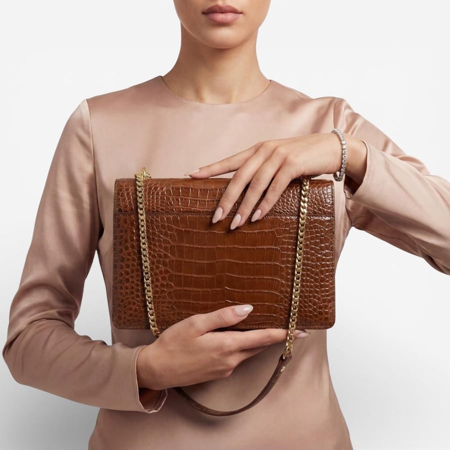 ORLA BRULE IN CROCODILE-EMBOSSED LEATHER