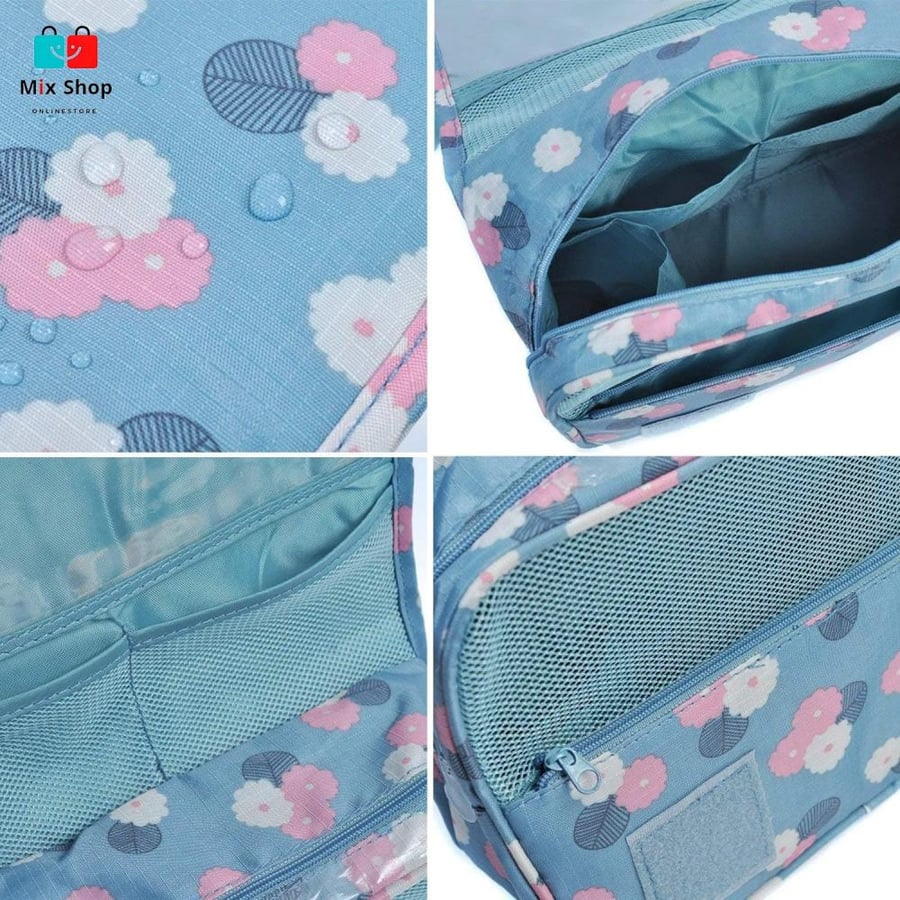 حقيبة منظمة متعددة الجيوب للأدوات الصحية ،مستحضرات التجميل والفرش مصنوعة من القماش المقاوم للماء