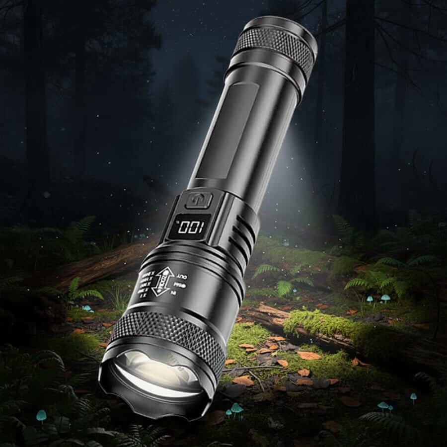 كشاف يدوي LED قوي JK-66 بسطوع 300 لومن وزوم قابل للتعديل وشحن USB  1