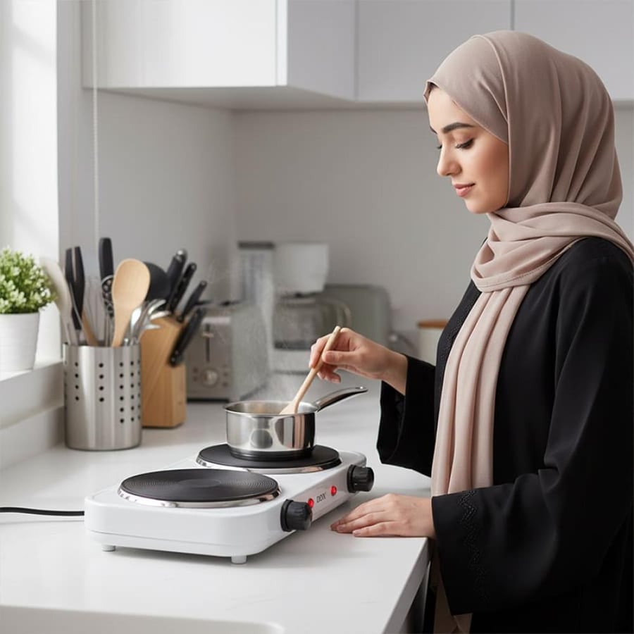 موقد كهربائي مزدوج DENX DX2803 بقدرة 2000 واط وتحكم حراري 1