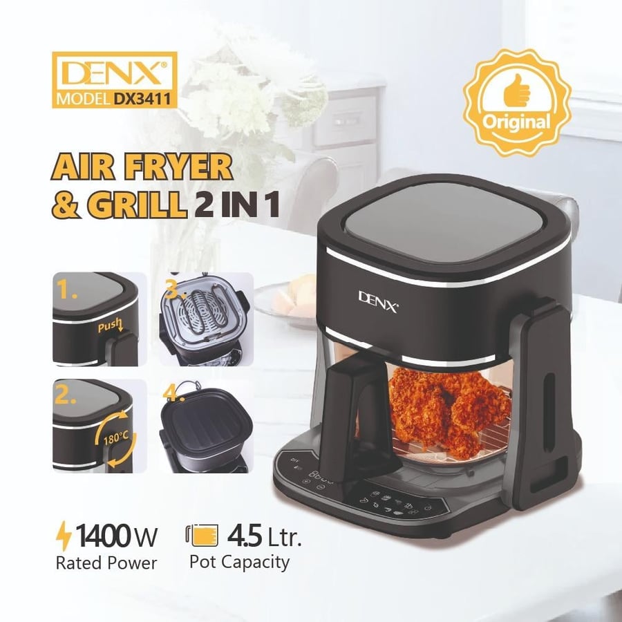 قلاية هوائية وشواية كهربائية 2 في 1 DENX DX3411  5