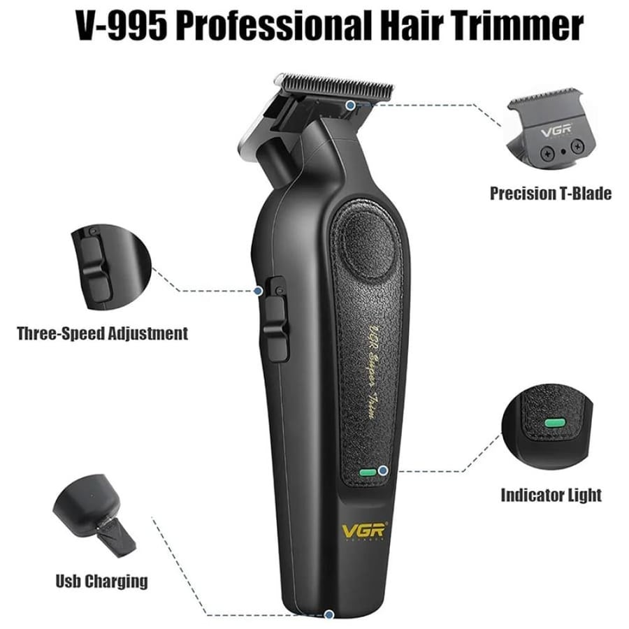 ماكينة حلاقة VGR V-995 احترافية بطارية 300 دقيقة وشفرات ستانلس 2